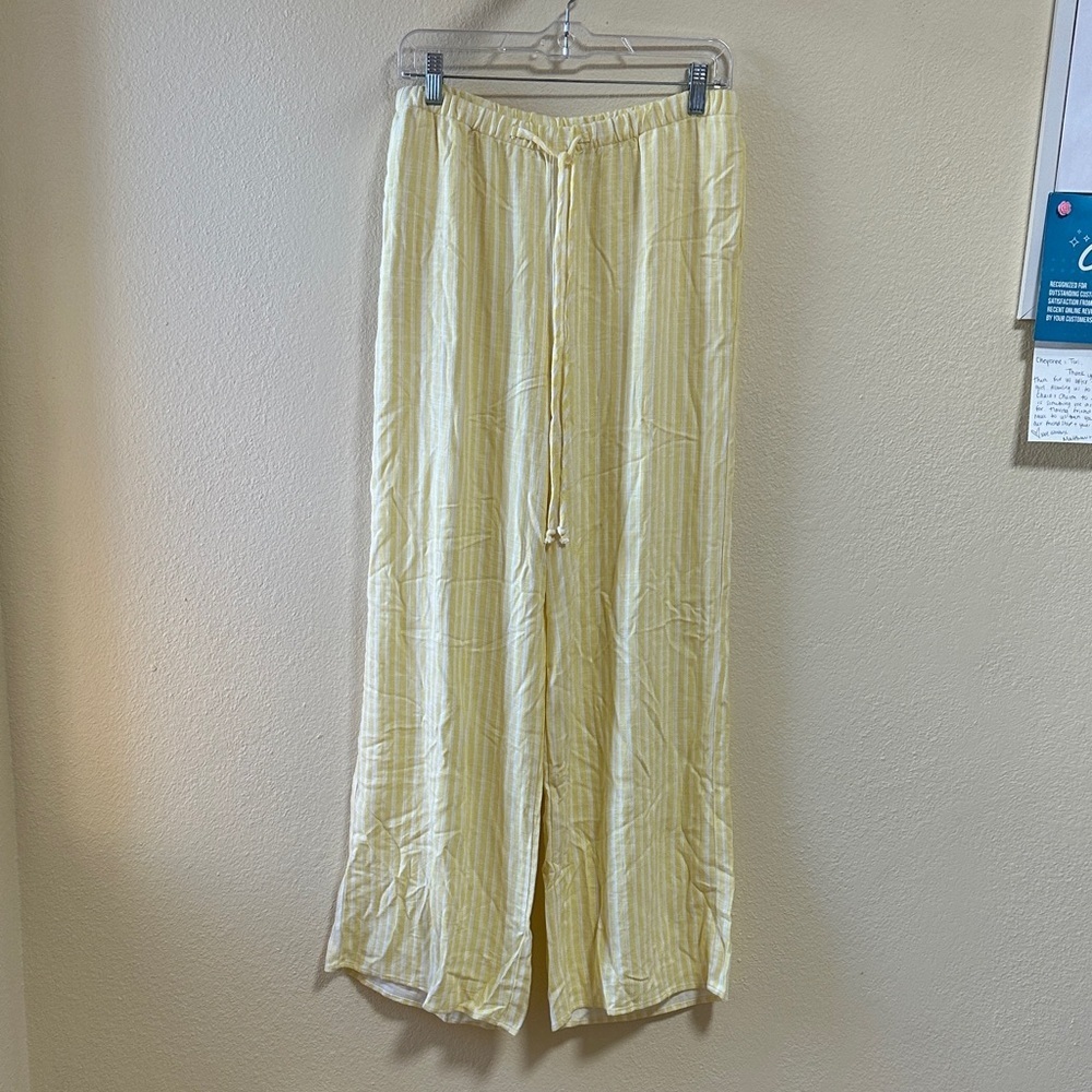 Sienna Sky Yellow and White Striped Drawstring Pants Size Large